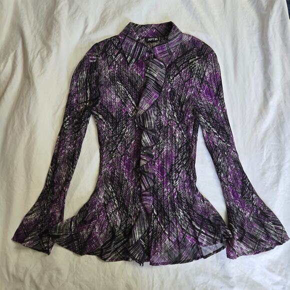 APT.9 Womens Vintage 90s Y2K Whimsigoth Flowy Sheer Ruffle Flare Cuff Top PSmall - Picture 7 of 12